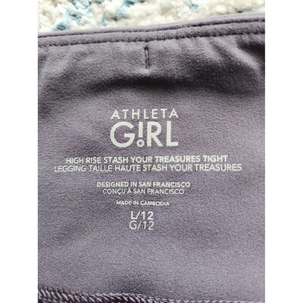 Athleta Girl Size Large 12 High Rise Stash Your Treasures Tights Purple Athletic